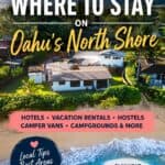 Graphic promoting a guide to where to stay on Oahu's North Shore