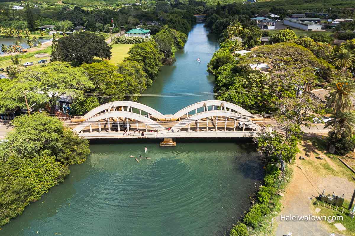 Iconic Haleiwa Rainbow Bridge on Oahu's North Shore, Hawaii