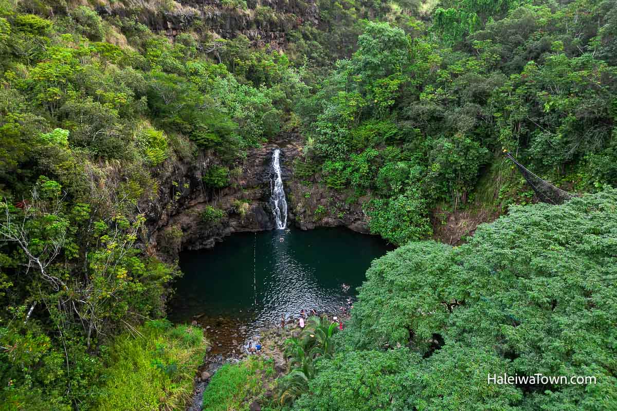 waterfalls in Waimea Valley Oahu