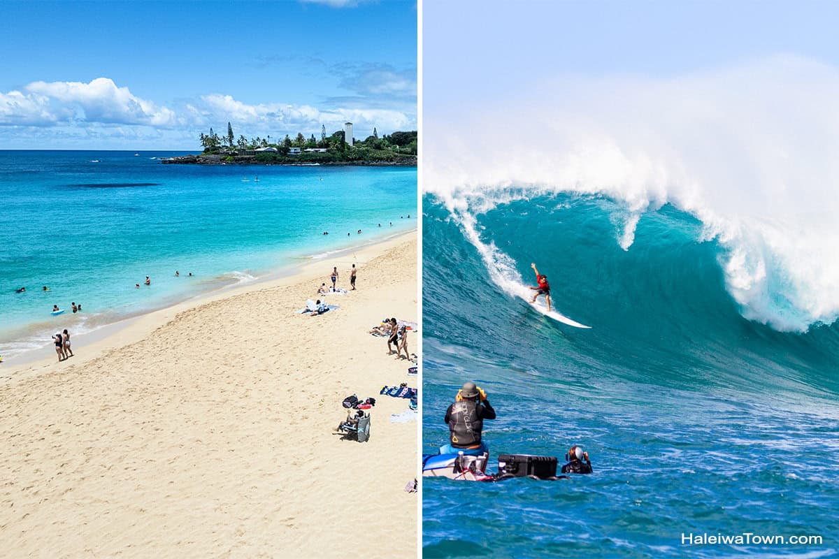 waimea bay beach in summer vs winter